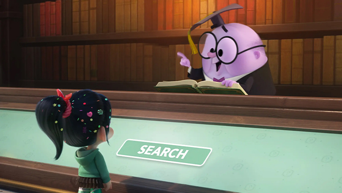 The character KnowsMore talks to Vanellope.